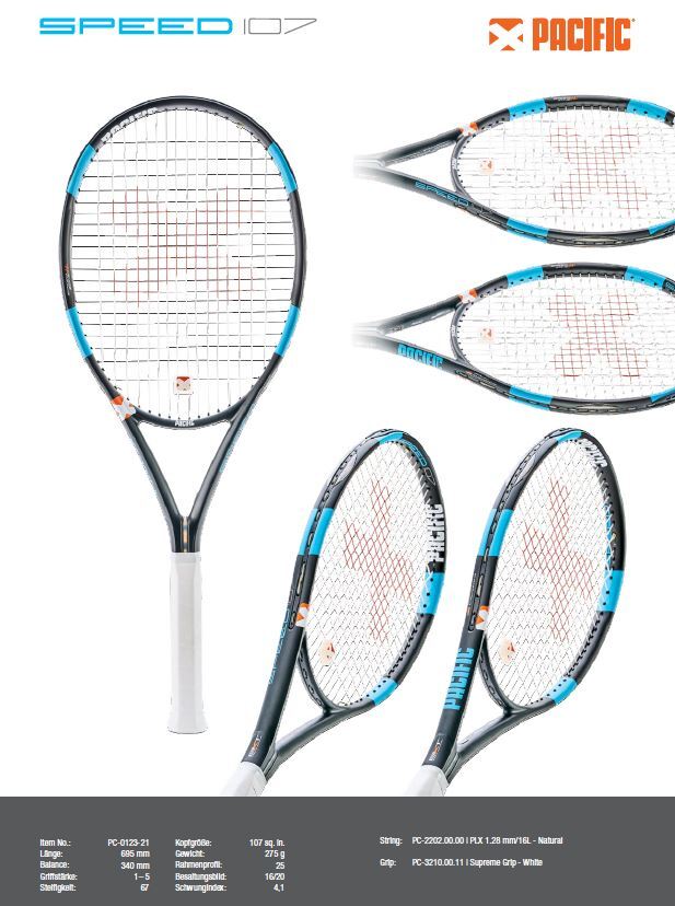 PACIFIC SPEED 107 (275 g) - ZWART (Testracket) - Afbeelding 6