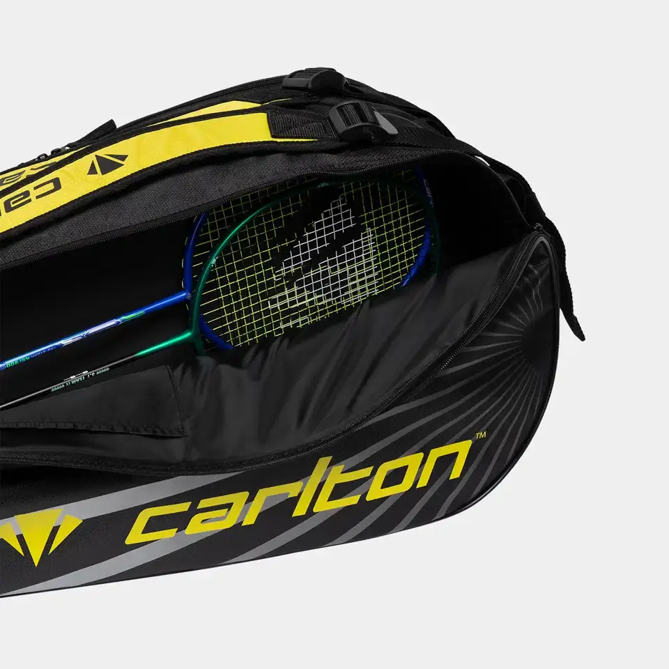 CARLTON TEAM 2-VAKS RACKETBAG - ZWART/GRIJS/GEEL - Afbeelding 2