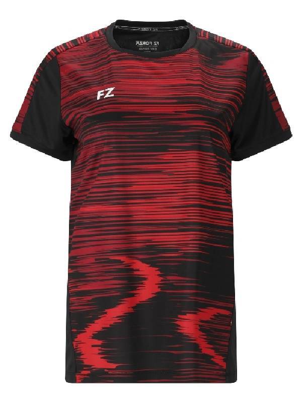 FORZA CL2605 W SS Tee - ZWART/ROOD